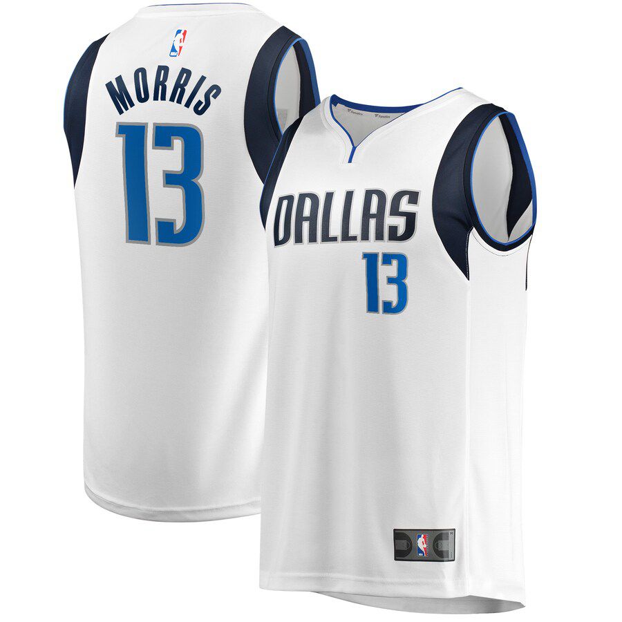 Men Dallas Mavericks 13 Markieff Morris Fanatics Branded White Fast Break Player NBA Jersey